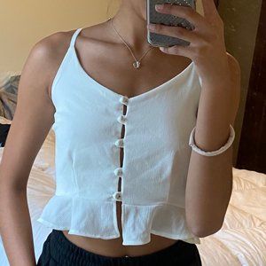 Boohoo White Button Tank